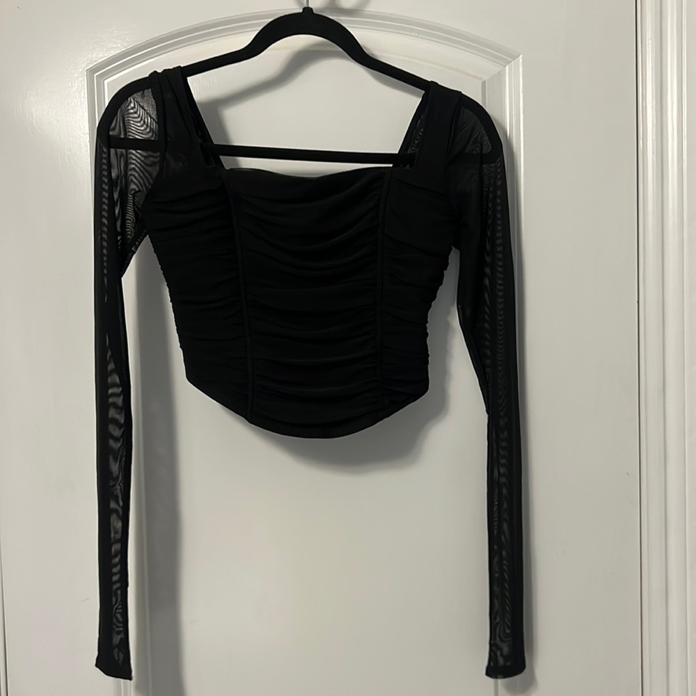 NWOT Abercrombie sheer sleeve corset top small